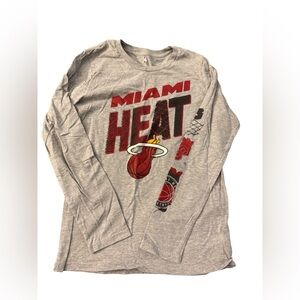 NBA Miami Heat Boys Long Sleeve Tee in Gray| Size: L 14/16